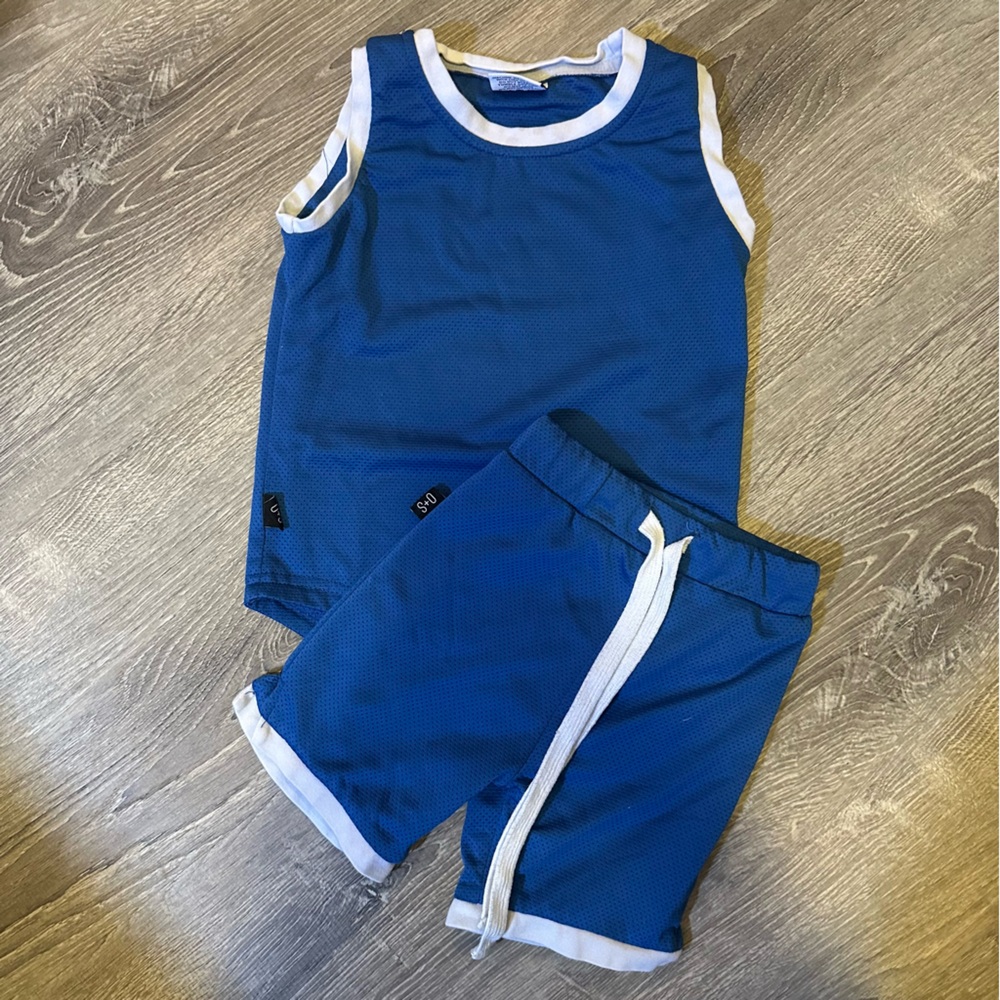 Olive & Scout Toddler Boy Blue Athletic Set